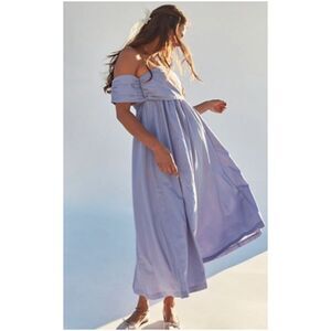 Free People Dance It Away Midi Dress Blue Size Small New With Tags